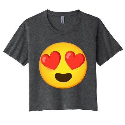 Emoticon Face grin hearts Women's Crop Top Tee