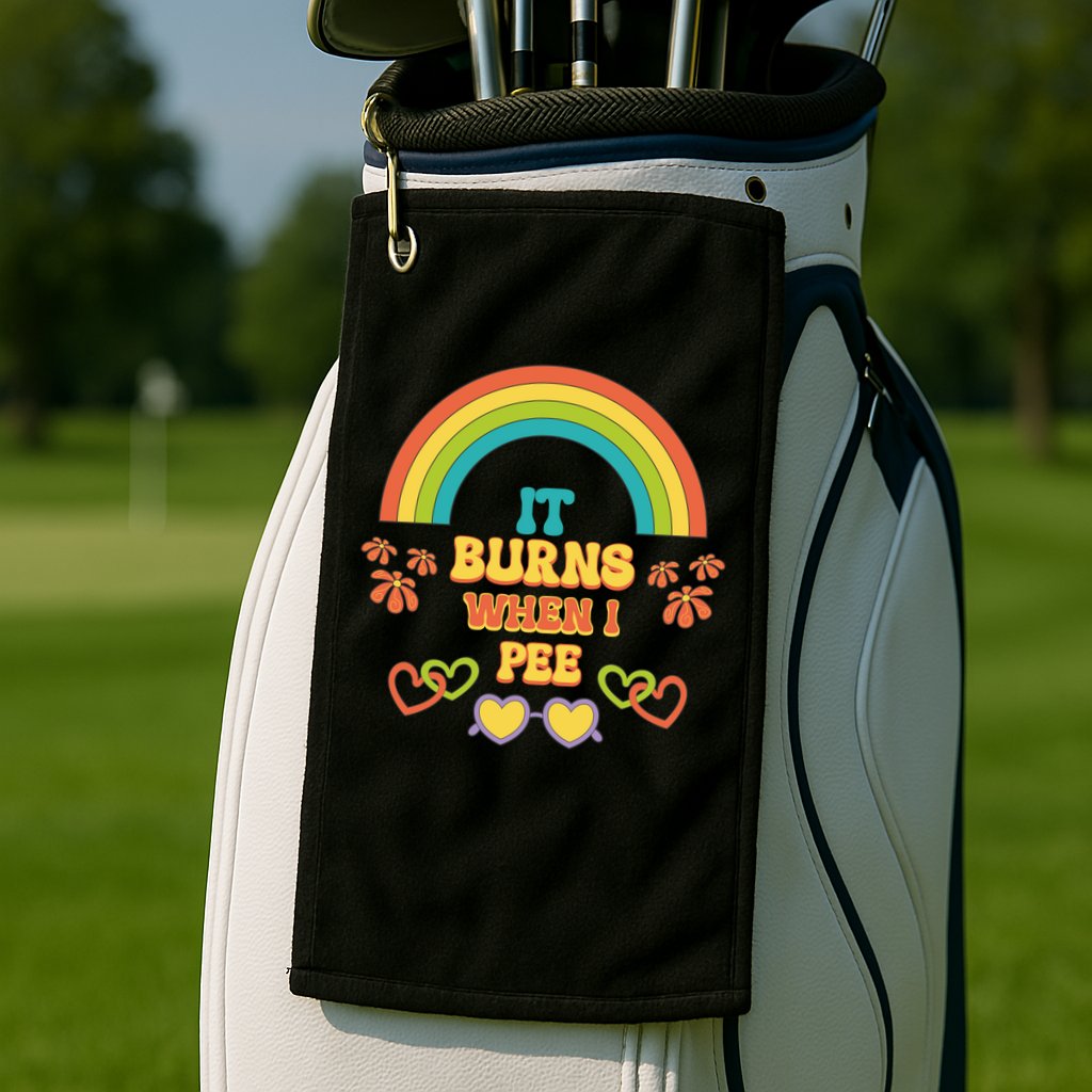 Embarrassing Funny gift Inappropriate Burns When Pee Adult Humor Gift Golf Towel