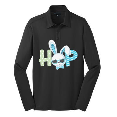 Easter Fors Hop Fun Easter Bunny Gift Silk Touch Performance Long Sleeve Polo