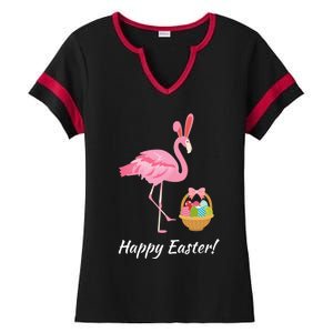 Easter Flamingo Happy Easter Eggs Gift Ladies Halftime Notch Neck Tee