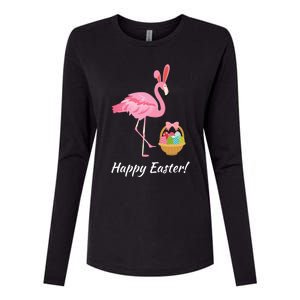 Easter Flamingo Happy Easter Eggs Gift Womens Cotton Relaxed Long Sleeve T-Shirt