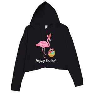 Easter Flamingo Happy Easter Eggs Gift Crop Fleece Hoodie