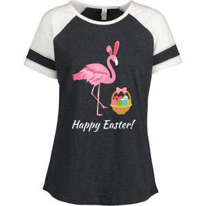 Easter Flamingo Happy Easter Eggs Gift Enza Ladies Jersey Colorblock Tee