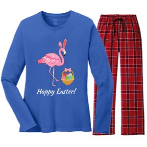 Easter Flamingo Happy Easter Eggs Gift Women's Long Sleeve Flannel Pajama Set 