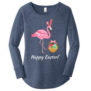 Easter Flamingo Happy Easter Eggs Gift Women's Perfect Tri Tunic Long Sleeve Shirt