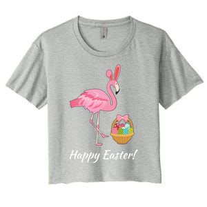 Easter Flamingo Happy Easter Eggs Gift Women's Crop Top Tee