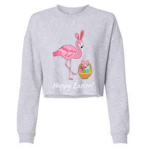 Easter Flamingo Happy Easter Eggs Gift Cropped Pullover Crew