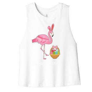 Easter Flamingo Happy Easter Eggs Gift Women's Racerback Cropped Tank