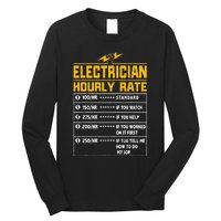 Electrician funny hourly rate gift for Electrician Dad Long Sleeve Shirt