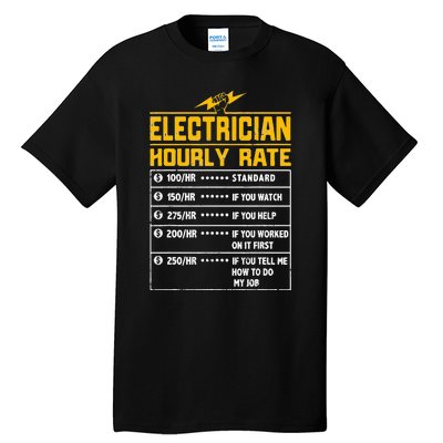 Electrician funny hourly rate gift for Electrician Dad Tall T-Shirt