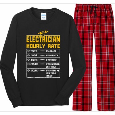 Electrician funny hourly rate gift for Electrician Dad Long Sleeve Pajama Set