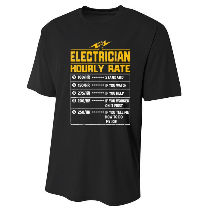 Electrician funny hourly rate gift for Electrician Dad Performance Sprint T-Shirt