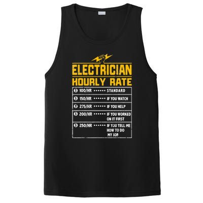 Electrician funny hourly rate gift for Electrician Dad PosiCharge Competitor Tank