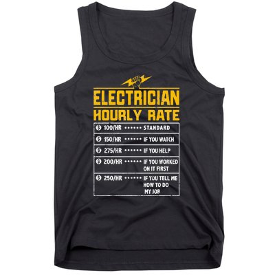 Electrician funny hourly rate gift for Electrician Dad Tank Top