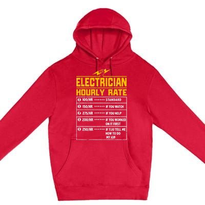 Electrician funny hourly rate gift for Electrician Dad Premium Pullover Hoodie