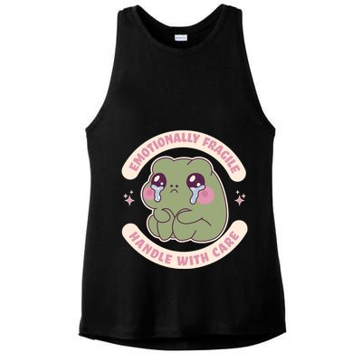 Emotionally Fragile Handle With Care Cute Crying Frog Ladies PosiCharge Tri-Blend Wicking Tank