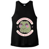 Emotionally Fragile Handle With Care Cute Crying Frog Ladies PosiCharge Tri-Blend Wicking Tank