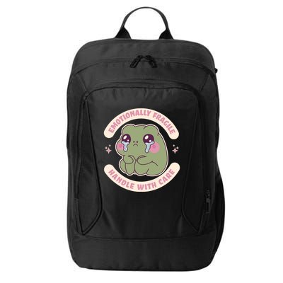 Emotionally Fragile Handle With Care Cute Crying Frog City Backpack