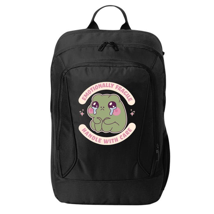 Emotionally Fragile Handle With Care Cute Crying Frog City Backpack