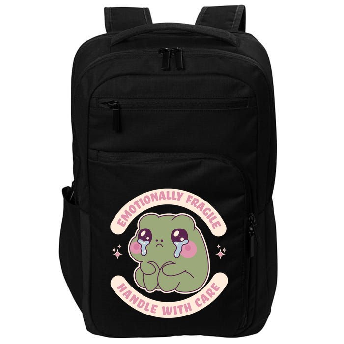 Emotionally Fragile Handle With Care Cute Crying Frog Impact Tech Backpack