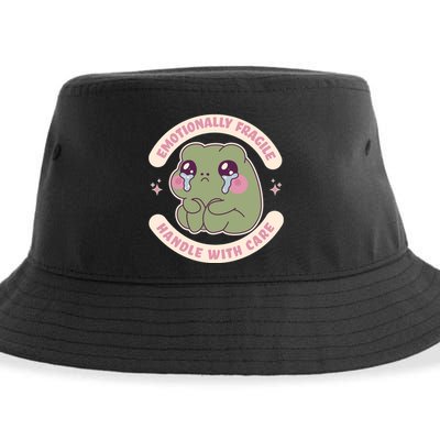 Emotionally Fragile Handle With Care Cute Crying Frog Sustainable Bucket Hat