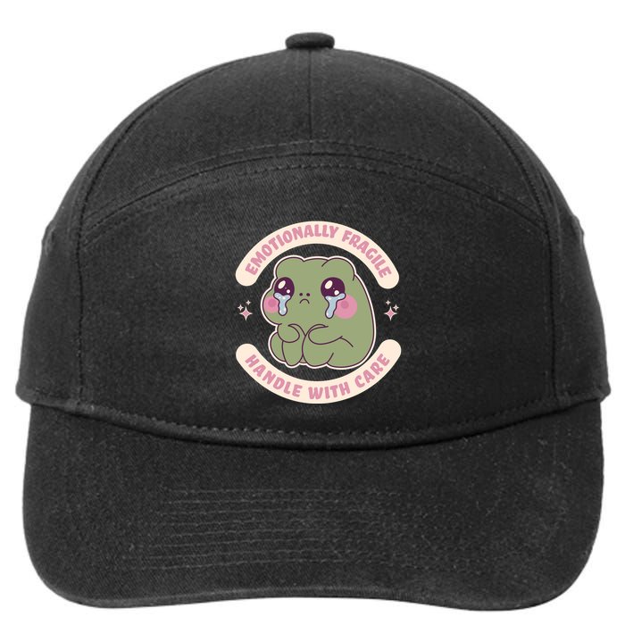 Emotionally Fragile Handle With Care Cute Crying Frog 7-Panel Snapback Hat