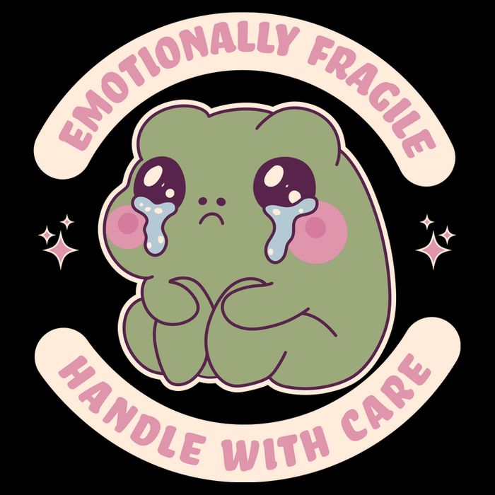 Emotionally Fragile Handle With Care Cute Crying Frog 7-Panel Snapback Hat