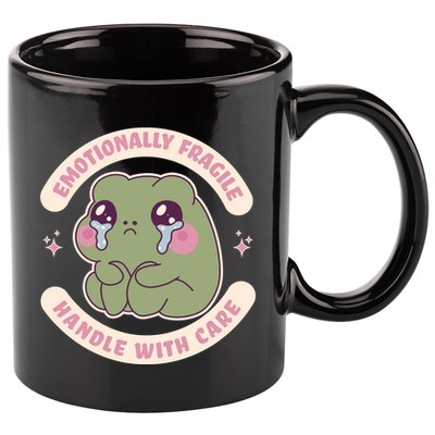 Emotionally Fragile Handle With Care Cute Crying Frog 11oz C Handle Ceramic Mug