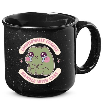 Emotionally Fragile Handle With Care Cute Crying Frog 15oz Campfire Ceramic Mug