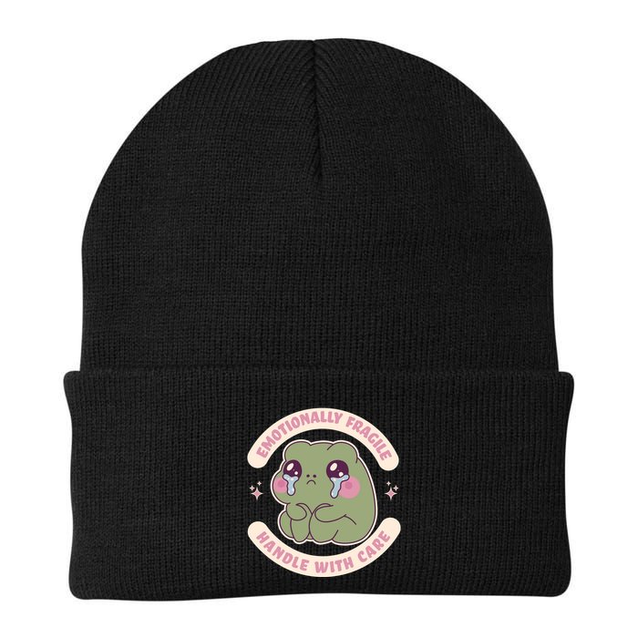 Emotionally Fragile Handle With Care Cute Crying Frog Beanie