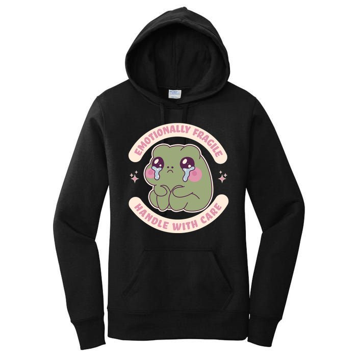 Emotionally Fragile Handle With Care Cute Crying Frog Women's Pullover Hoodie