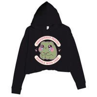 Emotionally Fragile Handle With Care Cute Crying Frog Crop Fleece Hoodie