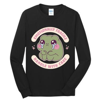 Emotionally Fragile Handle With Care Cute Crying Frog Tall Long Sleeve T-Shirt