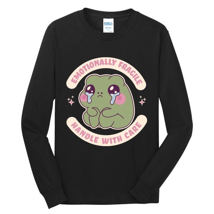 Emotionally Fragile Handle With Care Cute Crying Frog Tall Long Sleeve T-Shirt