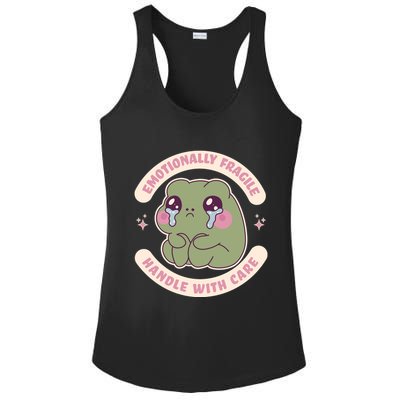 Emotionally Fragile Handle With Care Cute Crying Frog Ladies PosiCharge Competitor Racerback Tank