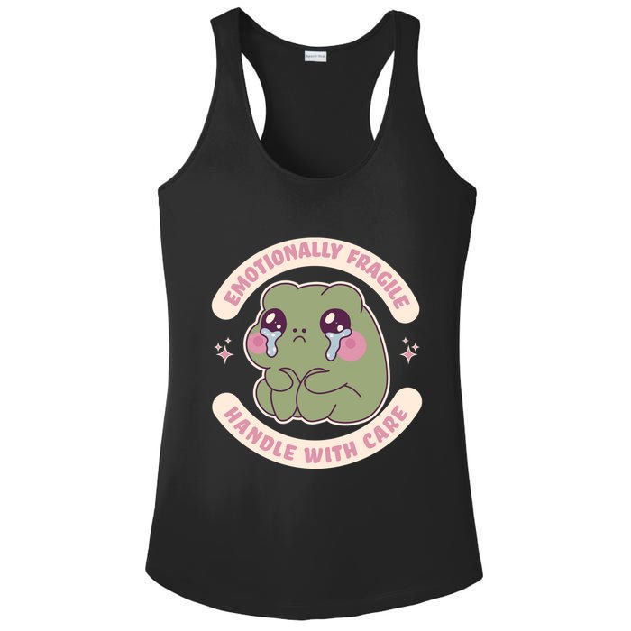 Emotionally Fragile Handle With Care Cute Crying Frog Ladies PosiCharge Competitor Racerback Tank