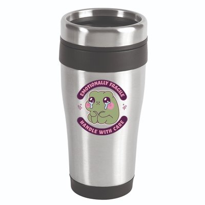 Emotionally Fragile Handle With Care Cute Crying Frog 16oz Travel Tumbler