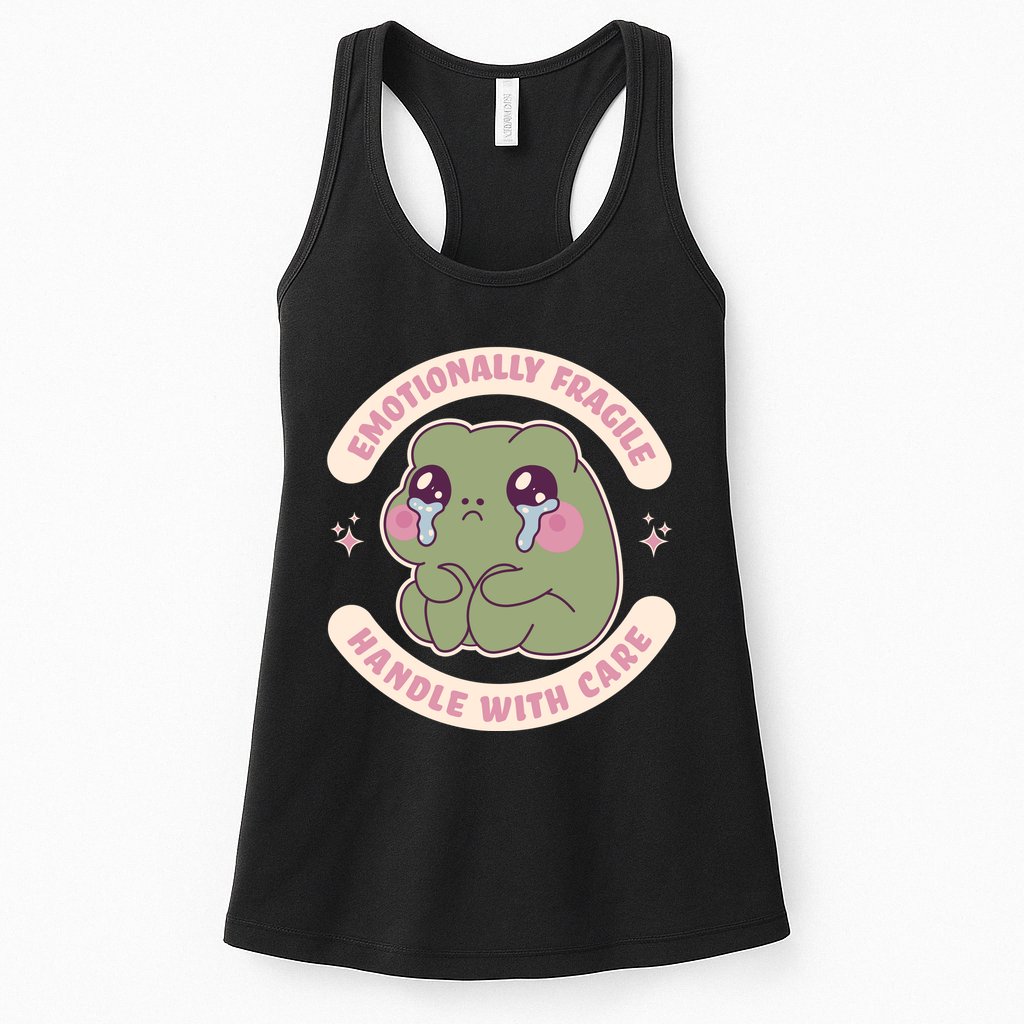 Emotionally Fragile Handle With Care Cute Crying Frog Womens Tank Top