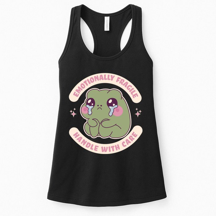 Emotionally Fragile Handle With Care Cute Crying Frog Womens Tank Top