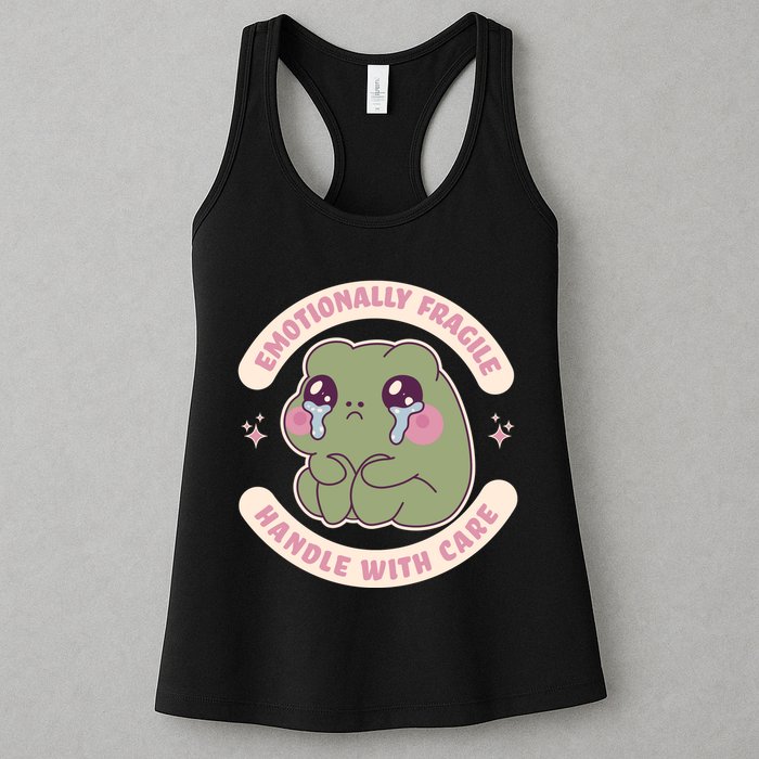Emotionally Fragile Handle With Care Cute Crying Frog Womens Tank Top