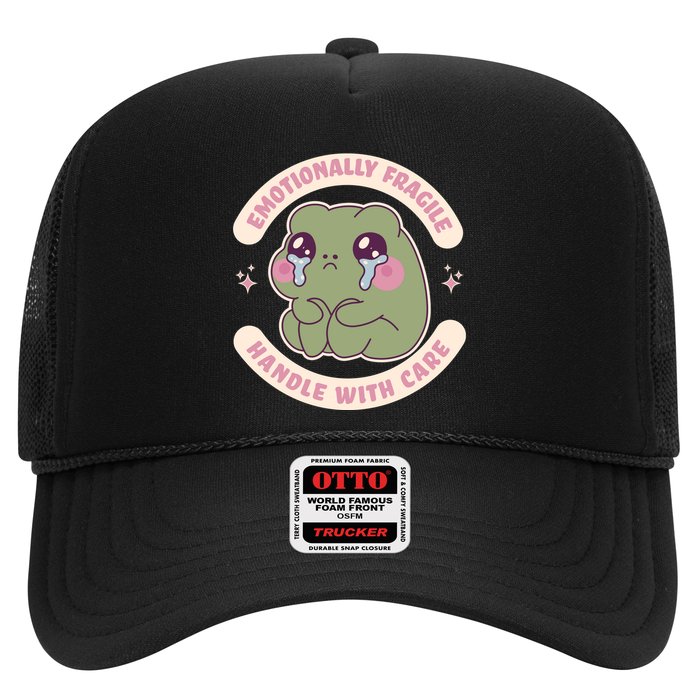 Emotionally Fragile Handle With Care Cute Crying Frog Trucker Hat