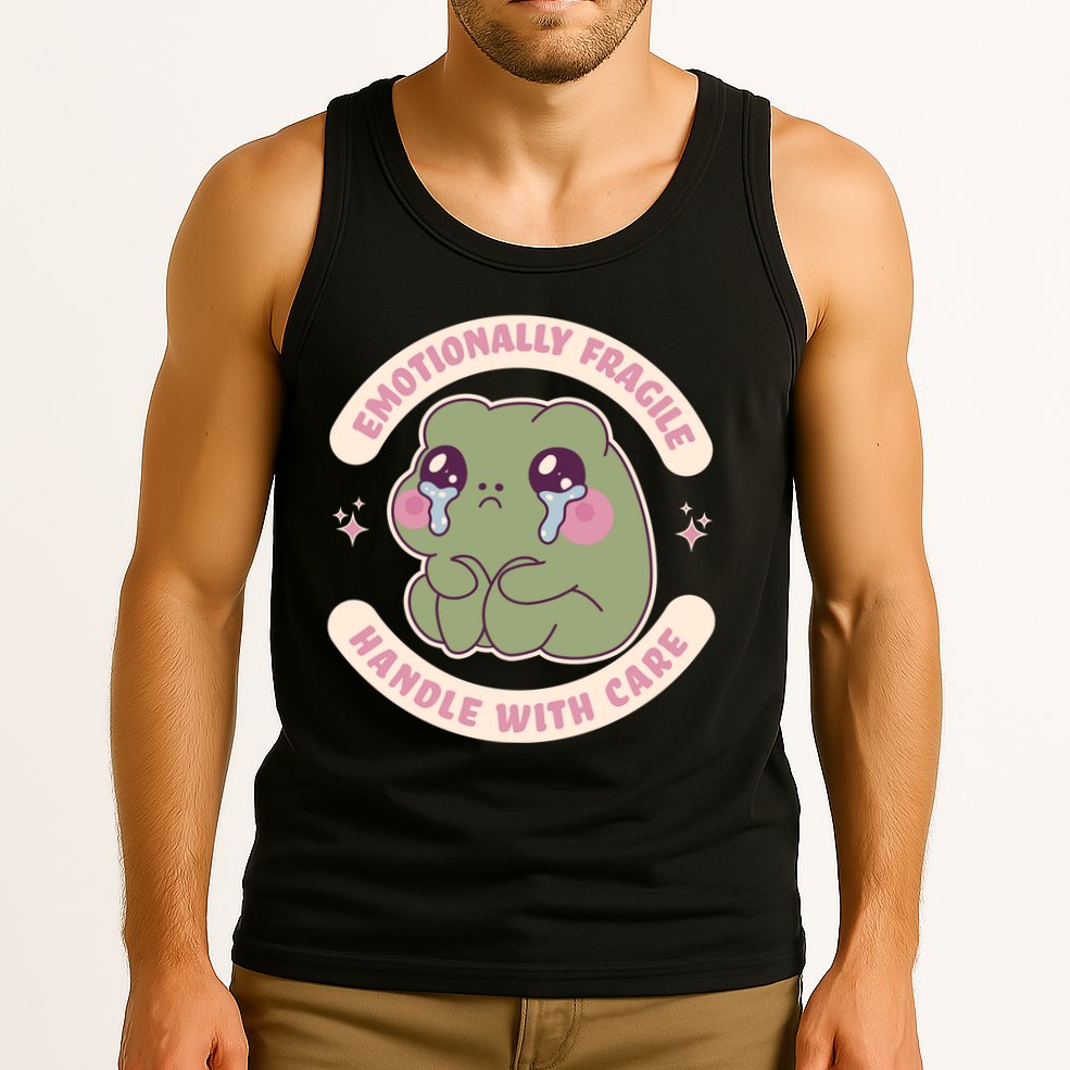 Emotionally Fragile Handle With Care Cute Crying Frog Tank Top