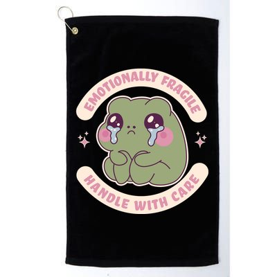 Emotionally Fragile Handle With Care Cute Crying Frog Golf Towel