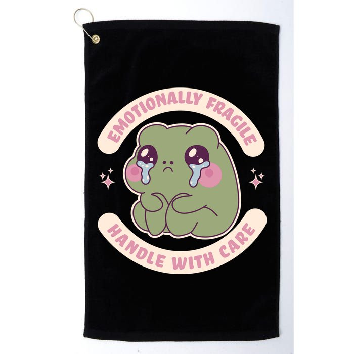 Emotionally Fragile Handle With Care Cute Crying Frog Golf Towel