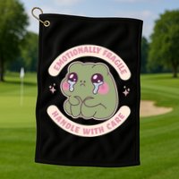 Emotionally Fragile Handle With Care Cute Crying Frog Golf Towel