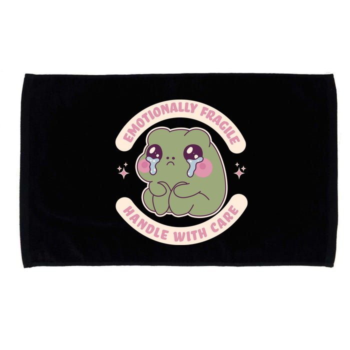 Emotionally Fragile Handle With Care Cute Crying Frog Microfiber Hand Towel