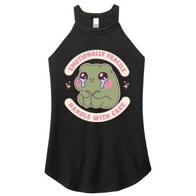 Emotionally Fragile Handle With Care Cute Crying Frog Women's Perfect Tri Rocker Tank