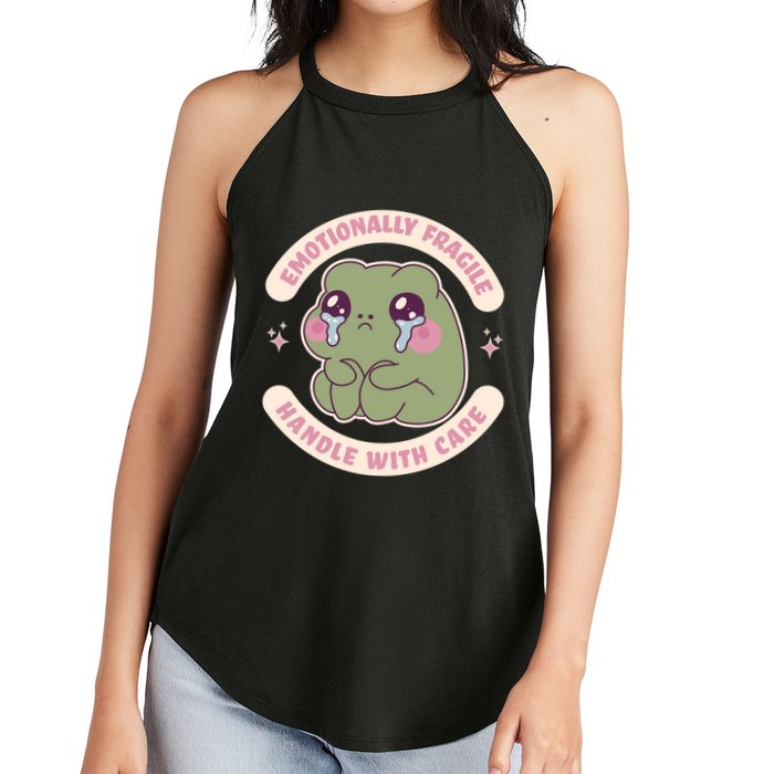 Emotionally Fragile Handle With Care Cute Crying Frog Women's Perfect Tri Rocker Tank