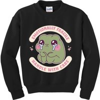 Emotionally Fragile Handle With Care Cute Crying Frog Kids Sweatshirt