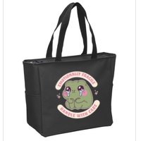 Emotionally Fragile Handle With Care Cute Crying Frog Zip Tote Bag